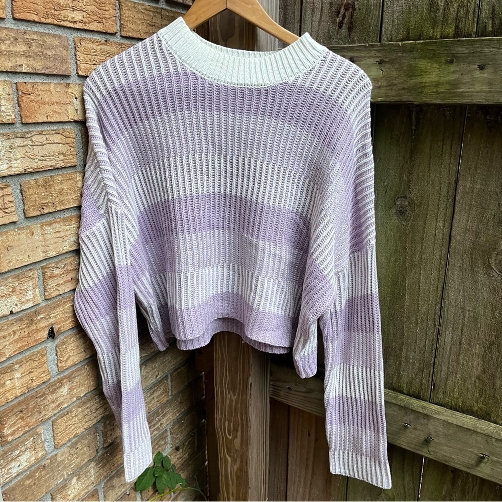 Sincerely Jules Lavender and White Striped Sweater